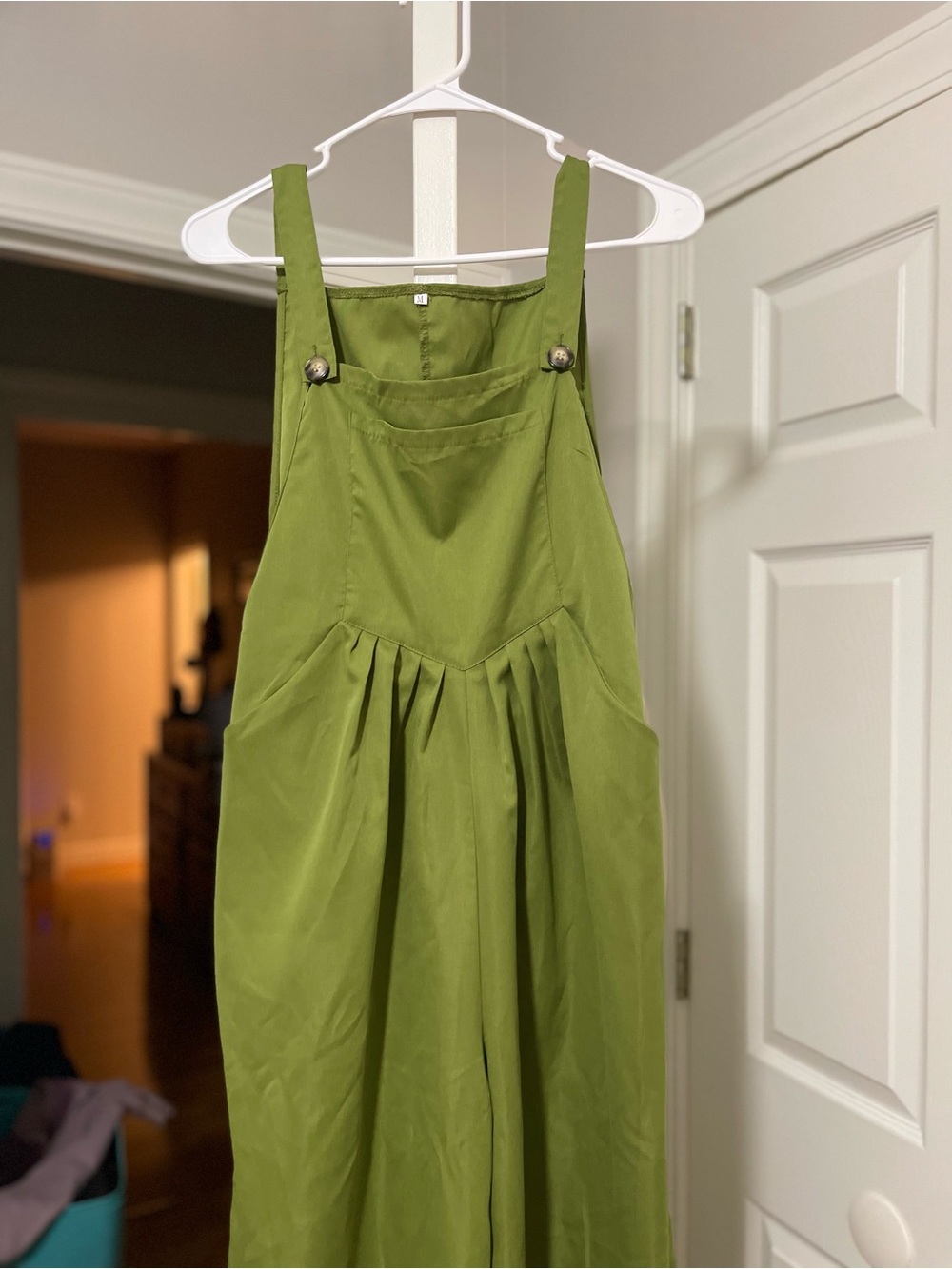Olive Green Wide-Leg Jumpsuit with Pinafore Straps